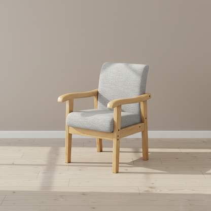 Modern Minimalist Square Cotton-Linen Rubberwood Backrest Dining Chair For Dining Room