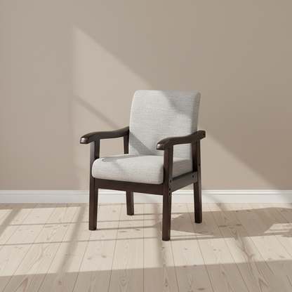 Modern Minimalist Square Cotton-Linen Rubberwood Backrest Dining Chair For Dining Room