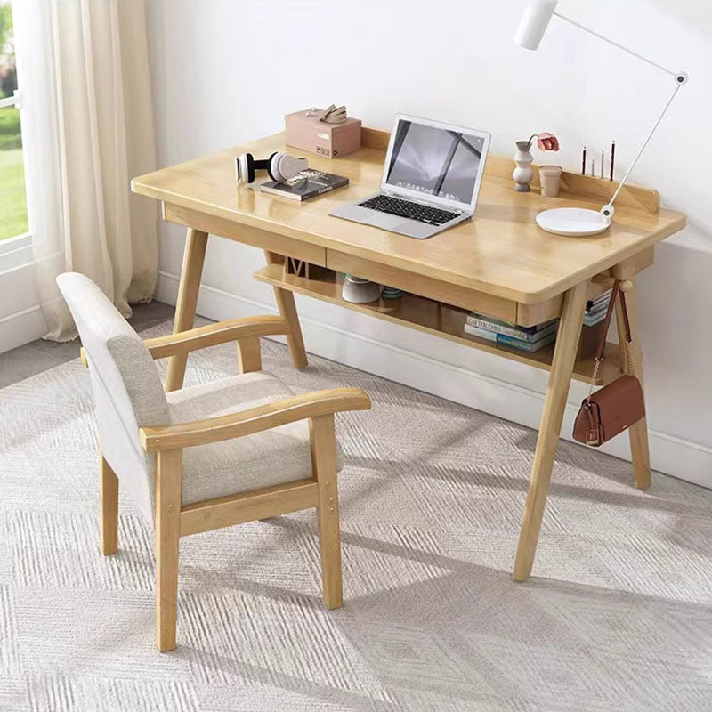 Modern Minimalist Square Cotton-Linen Rubberwood Backrest Dining Chair For Dining Room