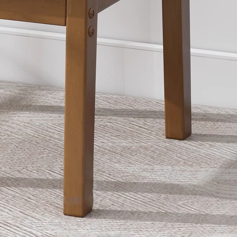 Modern Minimalist Square Cotton-Linen Rubberwood Backrest Dining Chair For Dining Room