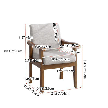 Modern Minimalist Square Cotton-Linen Rubberwood Backrest Dining Chair For Dining Room