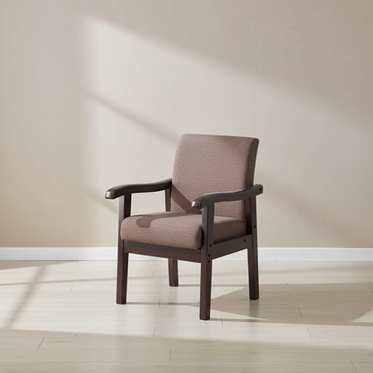 Modern Minimalist Square Cotton-Linen Rubberwood Backrest Dining Chair For Dining Room