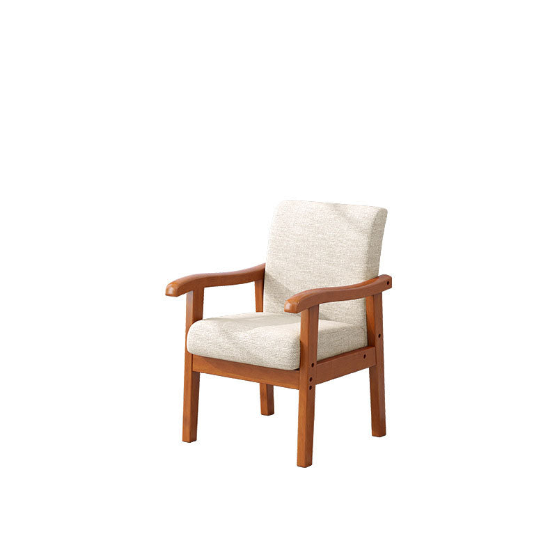 Modern Minimalist Square Cotton-Linen Rubberwood Backrest Dining Chair For Dining Room