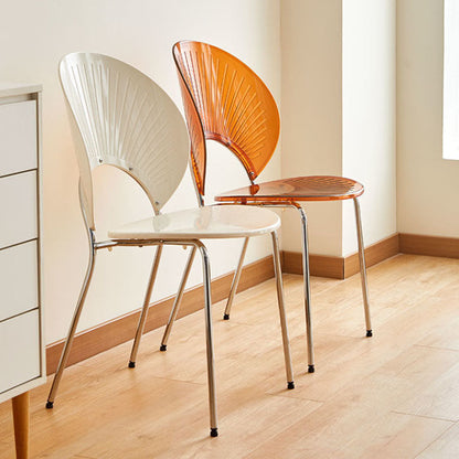 Contemporary Creative Round Acrylic Electroplated Metal Shell-Shaped Backrest Dining Chair For Dining Room