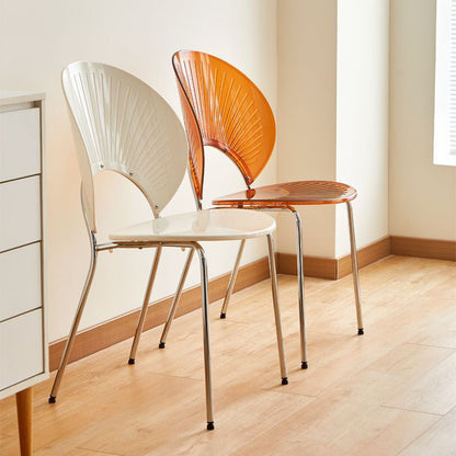 Contemporary Creative Round Acrylic Electroplated Metal Shell-Shaped Backrest Dining Chair For Dining Room