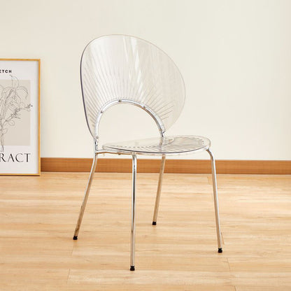 Contemporary Creative Round Acrylic Electroplated Metal Shell-Shaped Backrest Dining Chair For Dining Room