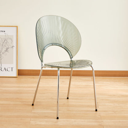 Contemporary Creative Round Acrylic Electroplated Metal Shell-Shaped Backrest Dining Chair For Dining Room