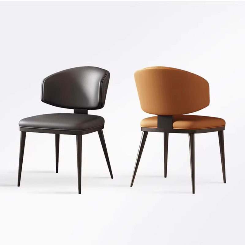 Contemporary Scandinavian Square High-Quality Faux Leather Plywood Carbon Steel Backrest Dining Chair For Dining Room