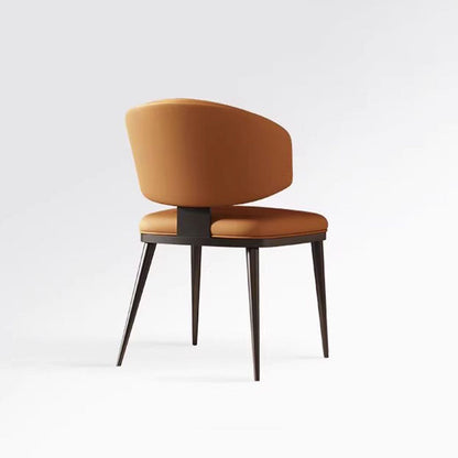 Contemporary Scandinavian Square High-Quality Faux Leather Plywood Carbon Steel Backrest Dining Chair For Dining Room