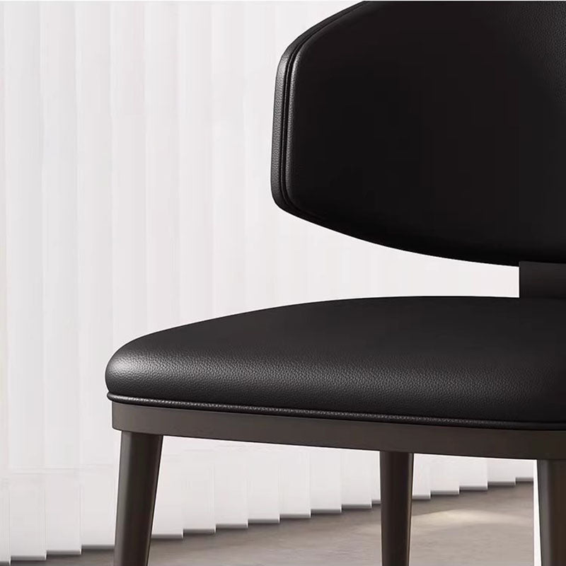 Contemporary Scandinavian Square High-Quality Faux Leather Plywood Carbon Steel Backrest Dining Chair For Dining Room