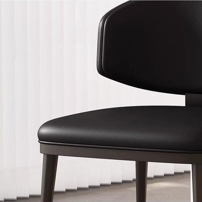 Contemporary Scandinavian Square High-Quality Faux Leather Plywood Carbon Steel Backrest Dining Chair For Dining Room