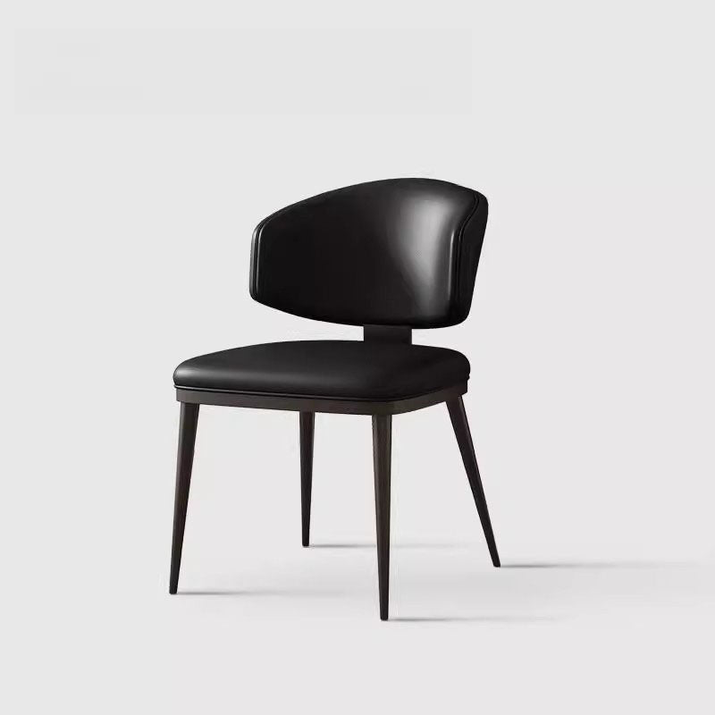 Contemporary Scandinavian Square High-Quality Faux Leather Plywood Carbon Steel Backrest Dining Chair For Dining Room