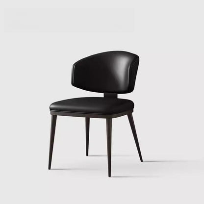 Contemporary Scandinavian Square High-Quality Faux Leather Plywood Carbon Steel Backrest Dining Chair For Dining Room