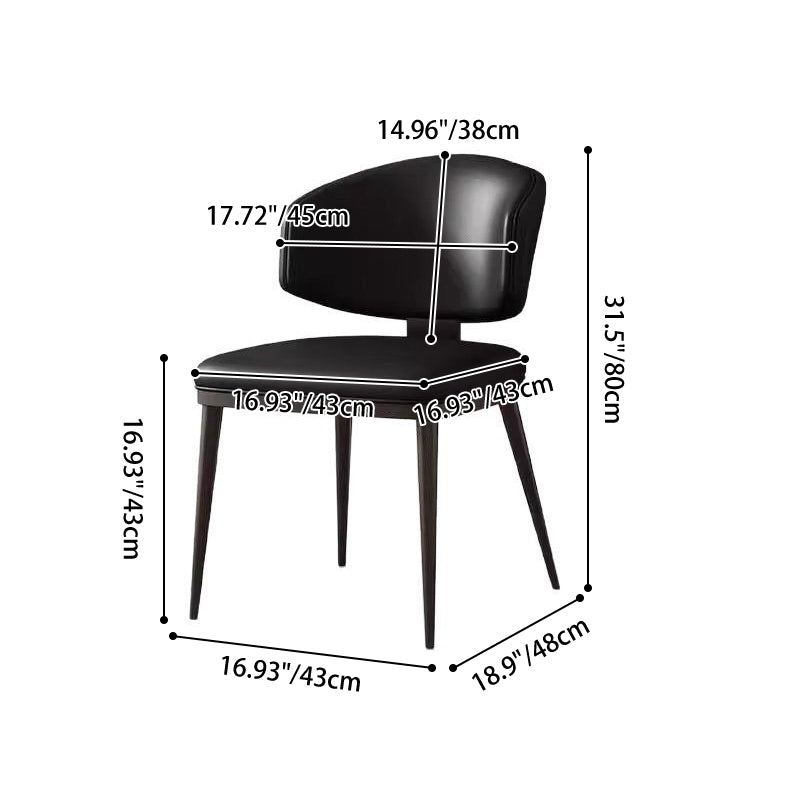 Contemporary Scandinavian Square High-Quality Faux Leather Plywood Carbon Steel Backrest Dining Chair For Dining Room
