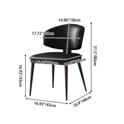 Contemporary Scandinavian Square High-Quality Faux Leather Plywood Carbon Steel Backrest Dining Chair For Dining Room