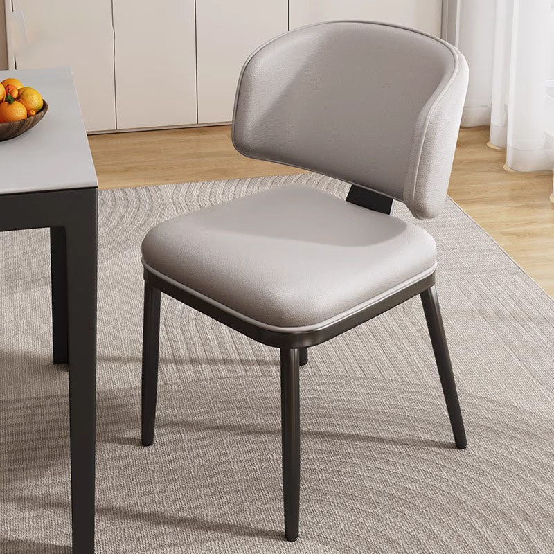 Contemporary Scandinavian Square High-Quality Faux Leather Plywood Carbon Steel Backrest Dining Chair For Dining Room