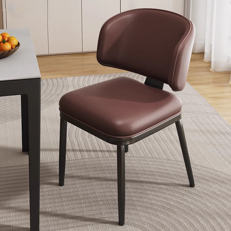 Contemporary Scandinavian Square High-Quality Faux Leather Plywood Carbon Steel Backrest Dining Chair For Dining Room