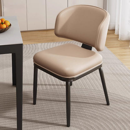 Contemporary Scandinavian Square High-Quality Faux Leather Plywood Carbon Steel Backrest Dining Chair For Dining Room
