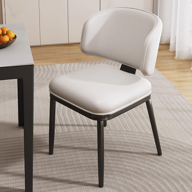 Contemporary Scandinavian Square High-Quality Faux Leather Plywood Carbon Steel Backrest Dining Chair For Dining Room