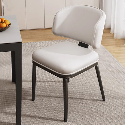 Contemporary Scandinavian Square High-Quality Faux Leather Plywood Carbon Steel Backrest Dining Chair For Dining Room