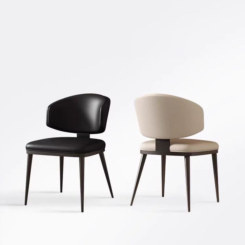 Contemporary Scandinavian Square High-Quality Faux Leather Plywood Carbon Steel Backrest Dining Chair For Dining Room
