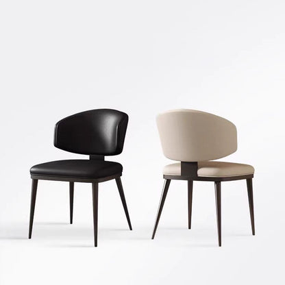 Contemporary Scandinavian Square High-Quality Faux Leather Plywood Carbon Steel Backrest Dining Chair For Dining Room