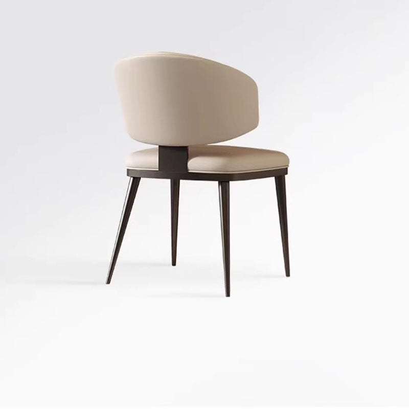 Contemporary Scandinavian Square High-Quality Faux Leather Plywood Carbon Steel Backrest Dining Chair For Dining Room