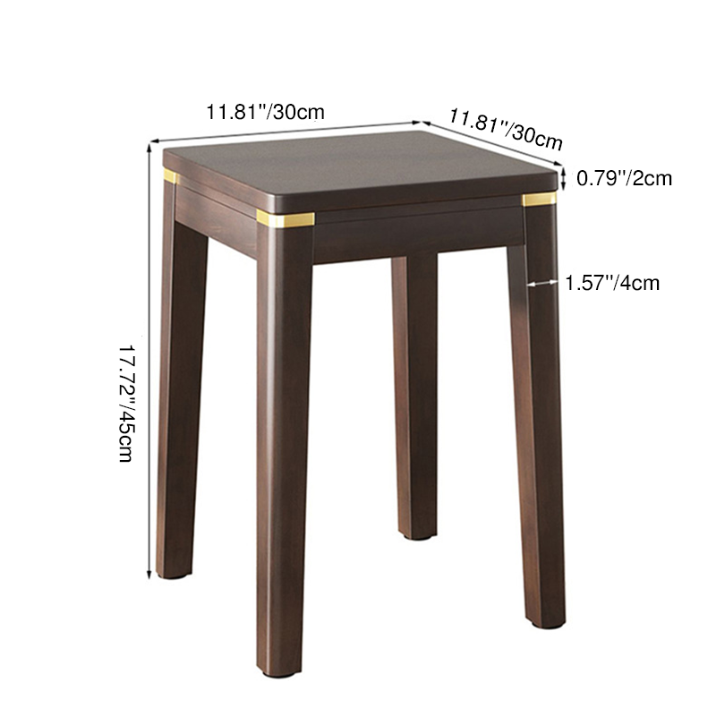 Traditional Chinese Square Rubberwood Stackable Stool For Dining Room
