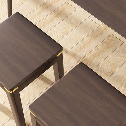 Traditional Chinese Square Rubberwood Stackable Stool For Dining Room