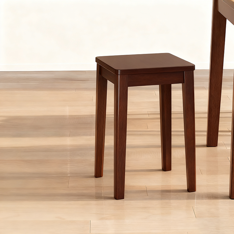 Traditional Chinese Square Rubberwood Stackable Stool For Dining Room