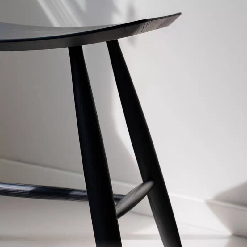 Contemporary Scandinavian Rectangular Ash Wood Low Stool For Living Room