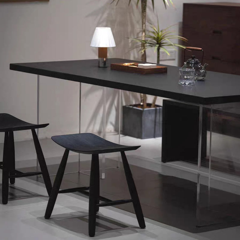 Contemporary Scandinavian Rectangular Ash Wood Low Stool For Living Room