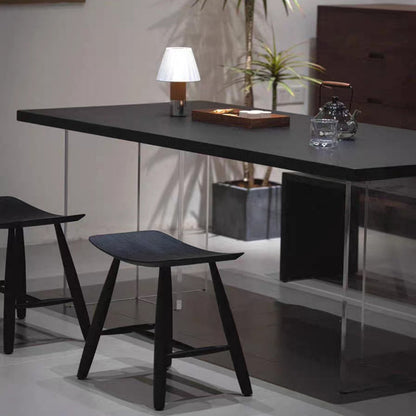 Contemporary Scandinavian Rectangular Ash Wood Low Stool For Living Room