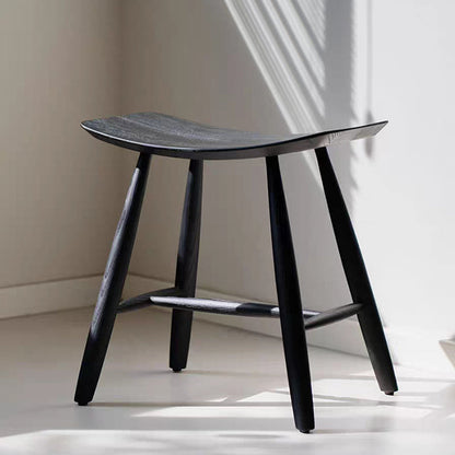 Contemporary Scandinavian Rectangular Ash Wood Low Stool For Living Room