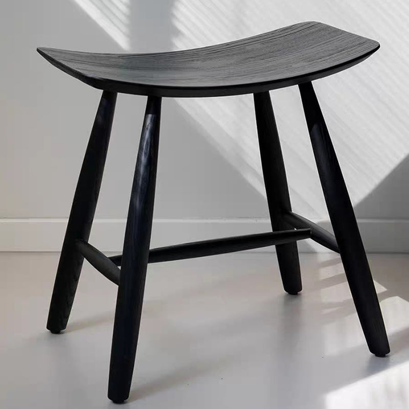 Contemporary Scandinavian Rectangular Ash Wood Low Stool For Living Room