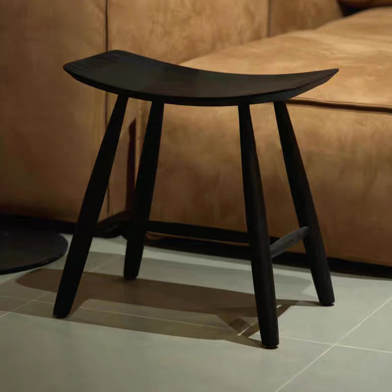 Contemporary Scandinavian Rectangular Ash Wood Low Stool For Living Room