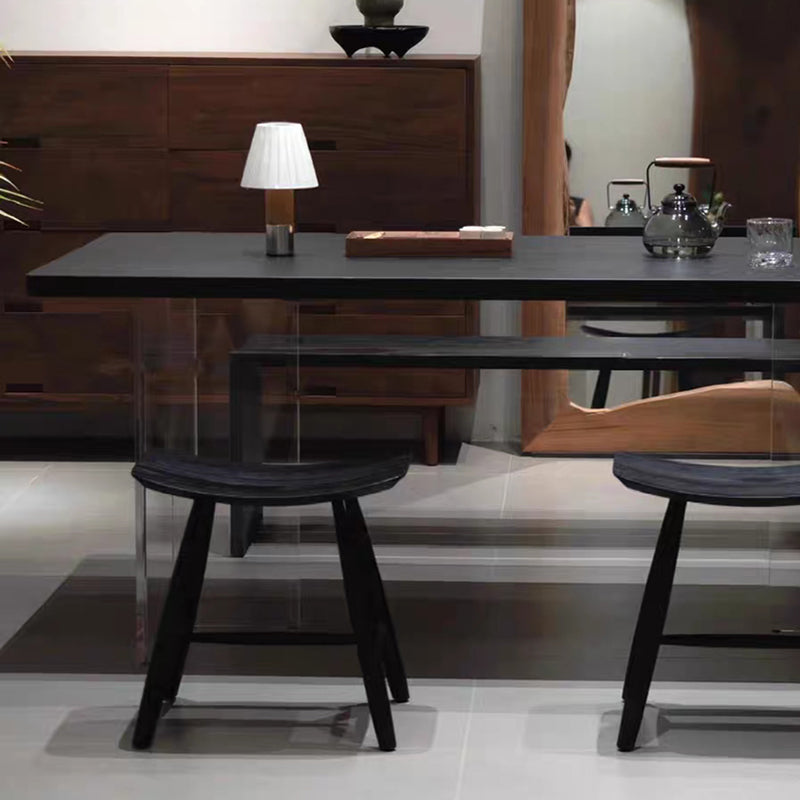 Contemporary Scandinavian Rectangular Ash Wood Low Stool For Living Room