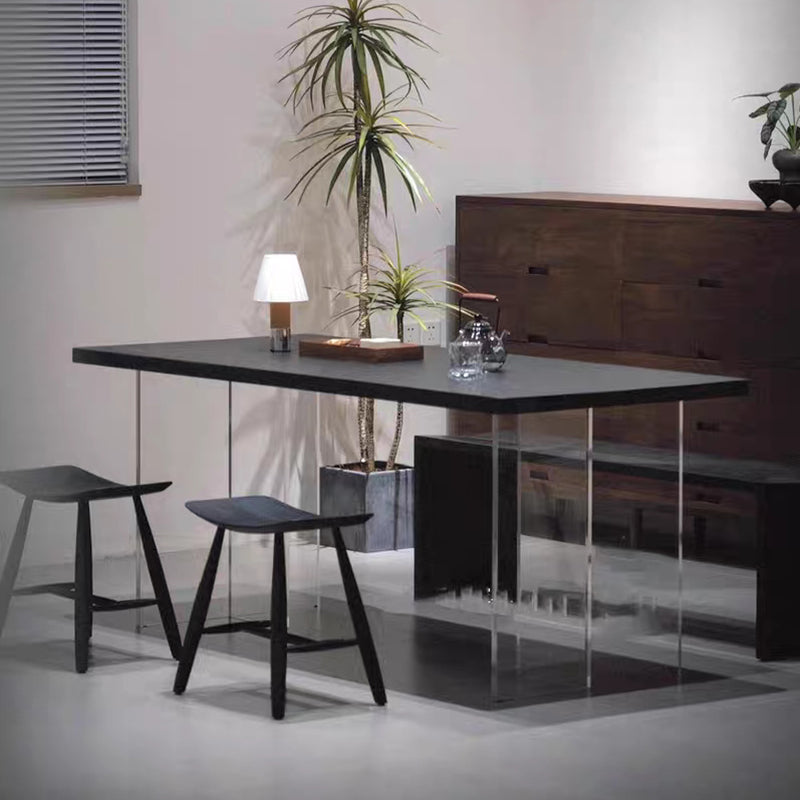 Contemporary Scandinavian Rectangular Ash Wood Low Stool For Living Room