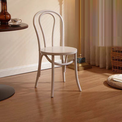 Contemporary Scandinavian Round Rubberwood Plywood Indonesian Rattan Backrest Dining Chair For Dining Room