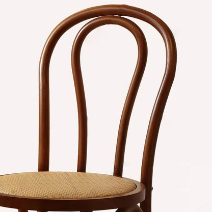 Contemporary Scandinavian Round Rubberwood Plywood Indonesian Rattan Backrest Dining Chair For Dining Room