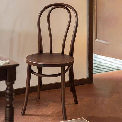 Contemporary Scandinavian Round Rubberwood Plywood Indonesian Rattan Backrest Dining Chair For Dining Room