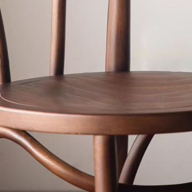 Contemporary Scandinavian Round Rubberwood Plywood Indonesian Rattan Backrest Dining Chair For Dining Room