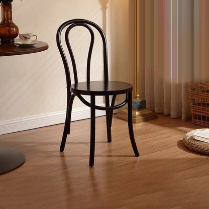 Contemporary Scandinavian Round Rubberwood Plywood Indonesian Rattan Backrest Dining Chair For Dining Room