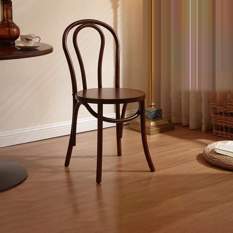 Contemporary Scandinavian Round Rubberwood Plywood Indonesian Rattan Backrest Dining Chair For Dining Room