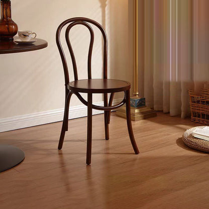Contemporary Scandinavian Round Rubberwood Plywood Indonesian Rattan Backrest Dining Chair For Dining Room