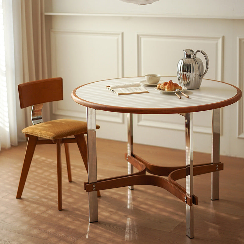 Modern Mid-Century Square Rubberwood Corduroy Backrest Dining Chair For Dining Room