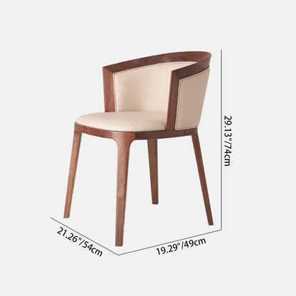 Traditional Vintage Round Oak Wood PU Leather Backrest Dining Chair For Dining Room