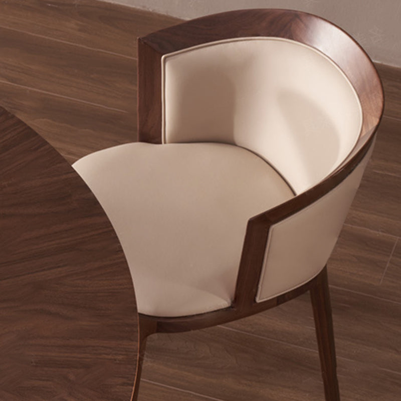 Traditional Vintage Round Oak Wood PU Leather Backrest Dining Chair For Dining Room