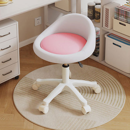 Contemporary Scandinavian Round Microfiber Leather PP Movable Height-Adjustable Vanity Stool For Bedroom