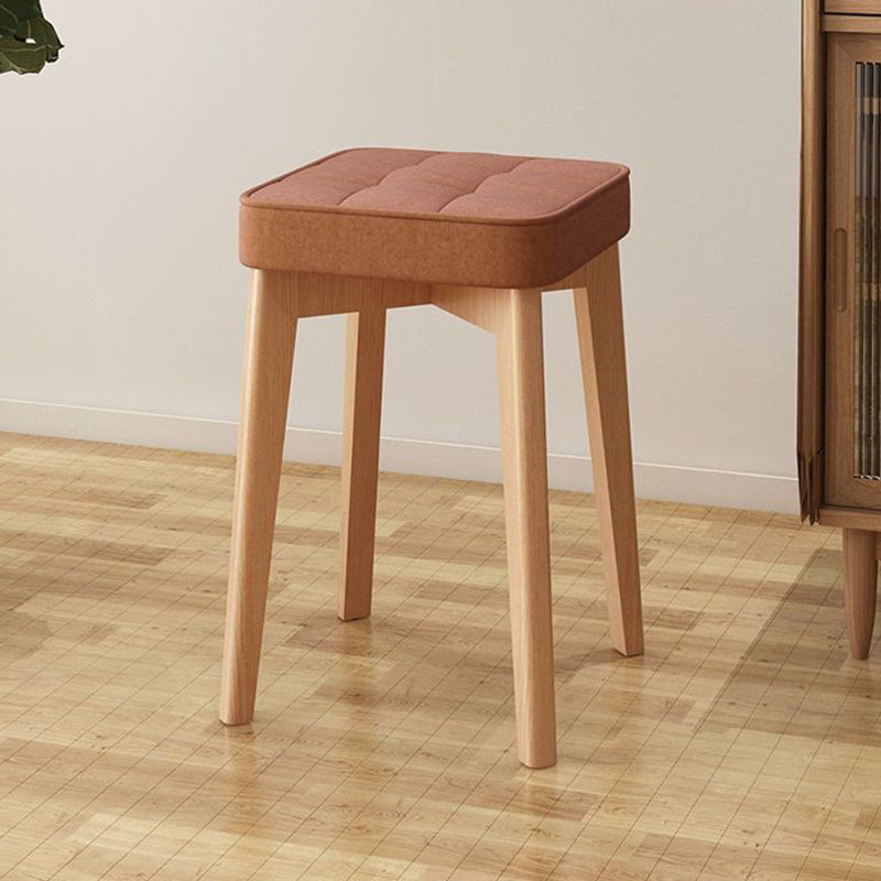 Modern Minimalist Square Beech Wood Solid Wood Synthetic Fabric Stackable Stool For Living Room